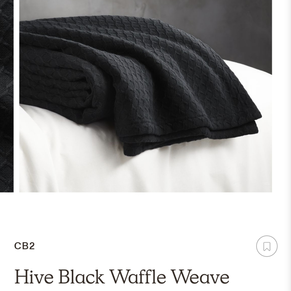 CB2 Black F/Q Hive Waffle Weave Blanket